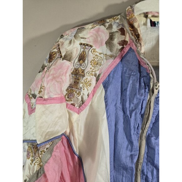Vtg 80s Bolo Spirit Floral Purple Colorblock Nylon Full Zip Track Jacket Sz XL - Picture 4 of 13